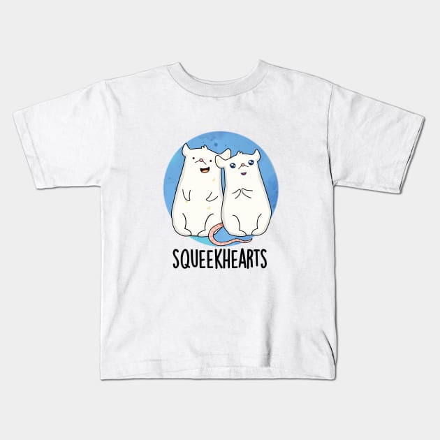 Squeekhearts Cute Mouse Sweetheart Pun Kids T-Shirt by punnybone